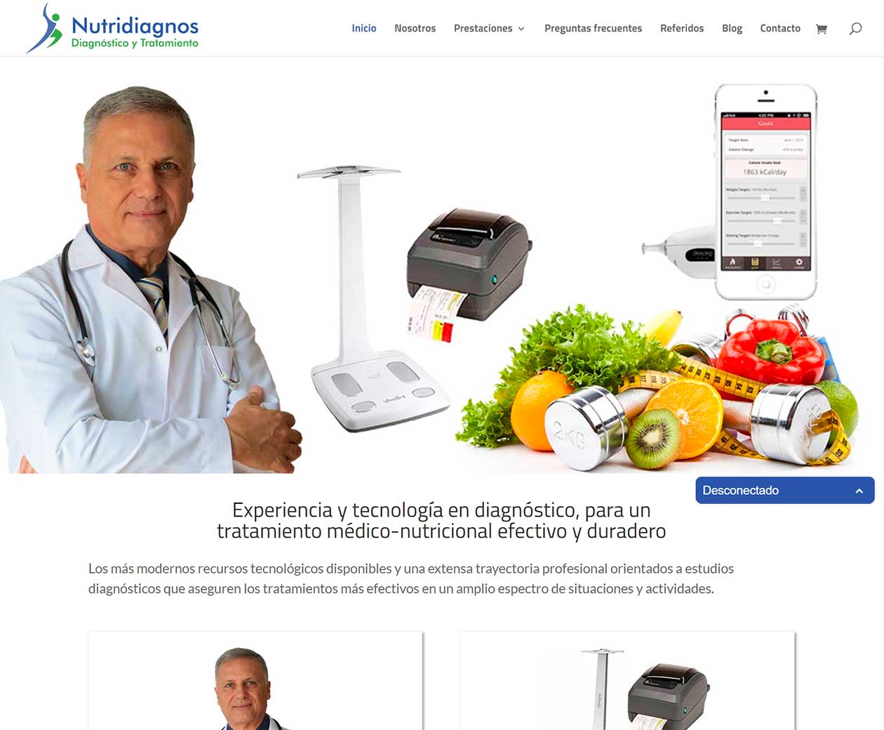 Imagen diseño del sitio web de Nutridiagnos