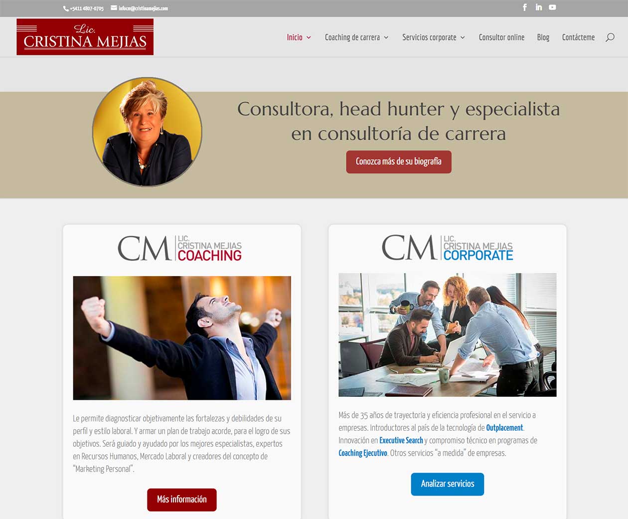 Imagen diseño del sitio web de la Lic. Cristina Mejías